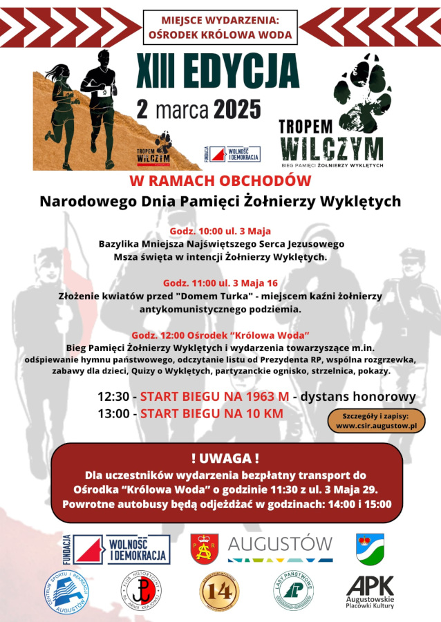 Plakat z programem obchodów Narodowego Dnia Pamięci Żołnierzy Wyklętych